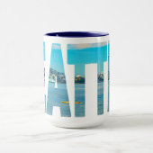 Seattle Skyline Typografie Modern Photo Coffee Mok (Midden)