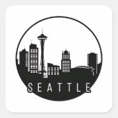Seattle Skyline Vierkante Sticker (Voorkant)