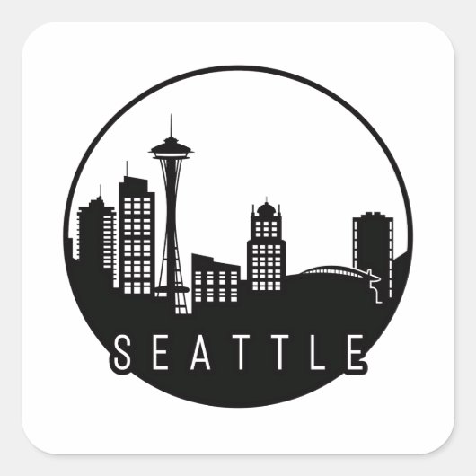 Seattle Skyline Vierkante Sticker (Voorkant)