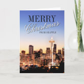 Seattle Skyline voor Kerstmis Feestdagen Kaart (Voorkant)