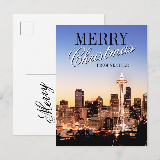 Seattle Skyline voor Kerstmis Feestdagenkaart (Voorkant / Achterkant)