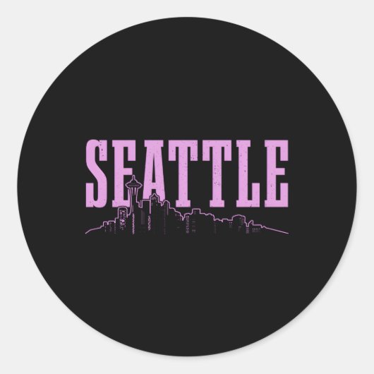 Seattle Skyline Washington Seattle Ronde Sticker (Voorkant)