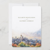 Seattle Skyline Waterverf Save the Date Wedding Kaart (Achterkant)