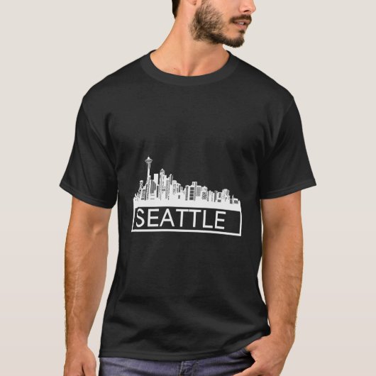 Seattle Skyline - witte graphics T-shirt (Voorkant)