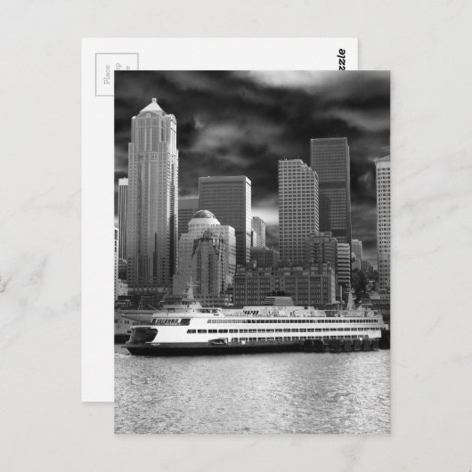seattle skyline zwart - wit briefkaart (Voorkant / Achterkant)