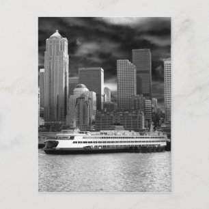 seattle skyline zwart - wit briefkaart