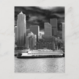 seattle skyline zwart - wit briefkaart