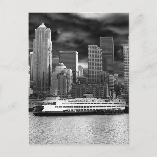 seattle skyline zwart - wit briefkaart (Voorkant)