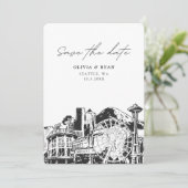 Seattle Sla de datum Skyline Downtown Wedding op Kaart (Staand voorkant)