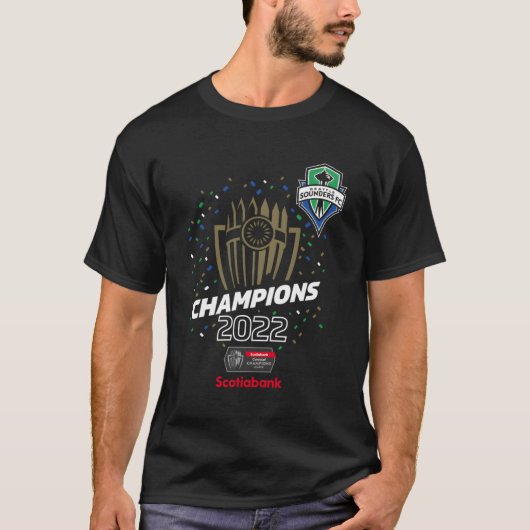 Seattle Sounders Kampioenen 2022 CONCACAF Kampioen T-shirt (Voorkant)