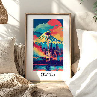 Seattle Space Needle Skyline Poster