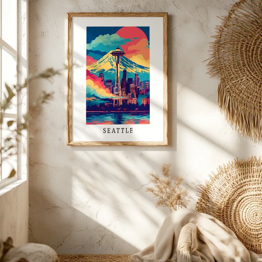 Seattle Space Needle Skyline Poster