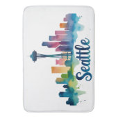 Seattle Stad aquarel Skyline Badmat (Voorkant Verticaal)