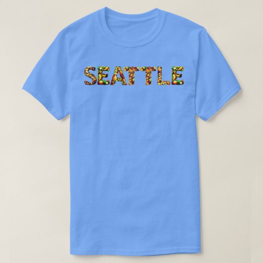 Seattle stad fruitstijl t-shirt (Design voorkant)