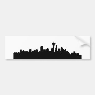 Seattle stad stadsgezicht zwart silhouet amerika u bumpersticker