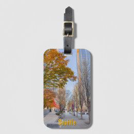 Seattle stadsgezicht in de herfst bagagelabel