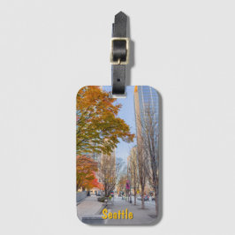 Seattle stadsgezicht in de herfst bagagelabel
