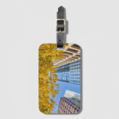 Seattle stadsgezicht skyline en herfstboom bagagelabel (Voorkant (verticaal))