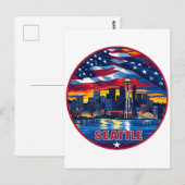 Seattle Stadssilhouet Briefkaart (Voorkant / Achterkant)