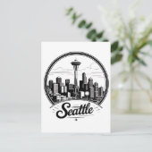 Seattle Stadssilhouet Briefkaart (Staand voorkant)