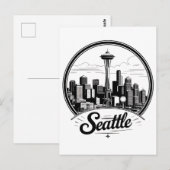 Seattle Stadssilhouet Briefkaart (Voorkant / Achterkant)