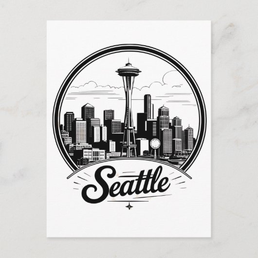 Seattle Stadssilhouet Briefkaart (Voorkant)