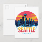 Seattle Stadssilhouet Briefkaart (Voorkant / Achterkant)