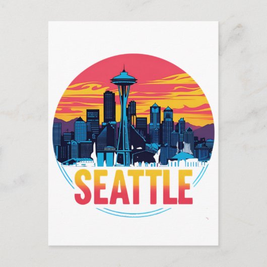 Seattle Stadssilhouet Briefkaart (Voorkant)