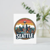 Seattle Stadssilhouet Briefkaart (Staand voorkant)