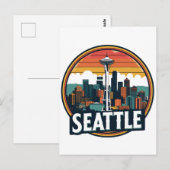 Seattle Stadssilhouet Briefkaart (Voorkant / Achterkant)