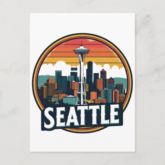 Seattle Stadssilhouet Briefkaart (Voorkant)