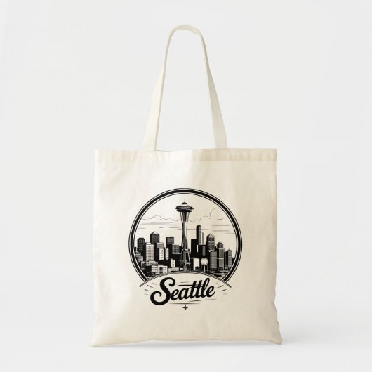 Seattle Stadssilhouet Tote Bag (Voorkant)