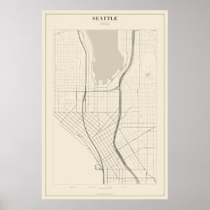 Seattle Straatkaart Poster