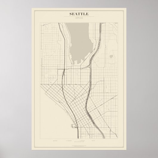 Seattle Straatkaart Poster (Voorkant)