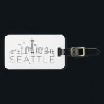 Seattle Stylized City Skyline Bagagelabel<br><div class="desc">Een uniek bagagelabel dat de prachtige stad Seattle vertegenwoordigt,  WA. Dit label bevat een gestileerde illustratie van de unieke skyline van de stad met de naam eronder.</div>