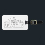 Seattle Stylized City Skyline Bagagelabel<br><div class="desc">Een uniek bagagelabel dat de prachtige stad Seattle vertegenwoordigt,  WA. Dit label bevat een gestileerde illustratie van de unieke skyline van de stad met de naam eronder.</div>