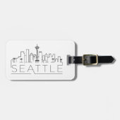 Seattle Stylized City Skyline Bagagelabel (Voorkant horizontaal)