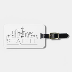 Seattle Stylized City Skyline Bagagelabel