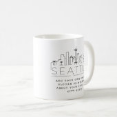 Seattle Stylized Skyline | Aangepaste slogan Koffiemok (Voorkant rechts)