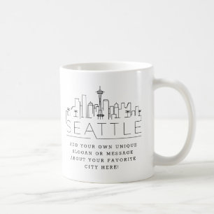 Seattle Stylized Skyline   Aangepaste slogan Koffiemok