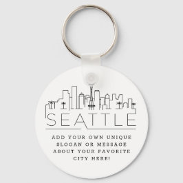 Seattle Stylized Skyline | Aangepaste slogan Sleutelhanger