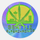 Seattle Superchronics Ronde Sticker (Voorkant)