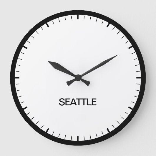 Seattle Time Zone Newsroom Style-klok Grote Klok (Voorkant)