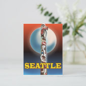 Seattle Totempaal reisposter print Briefkaart (Staand voorkant)