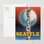 Seattle Totempaal reisposter print Briefkaart (Voorkant / Achterkant)