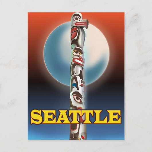 Seattle Totempaal reisposter print Briefkaart (Voorkant)