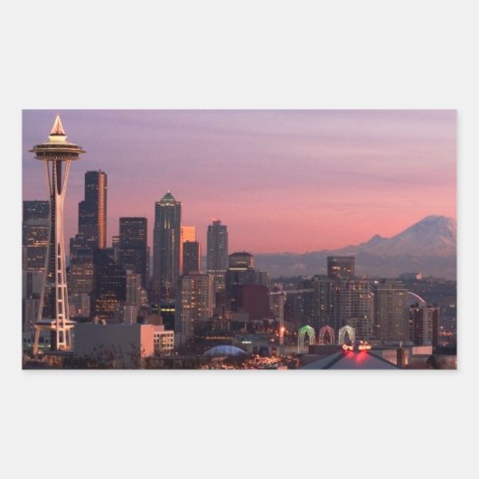 Seattle uit Kerry Park. Rechthoekige Sticker (Voorkant)