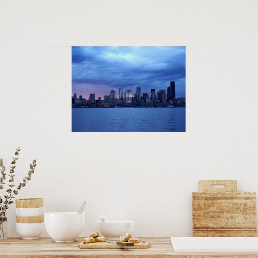 Seattle under Clouds Poster (Keuken)