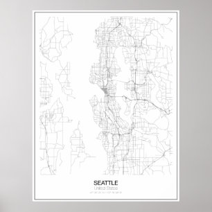 Seattle, US Minimalist Map Poster