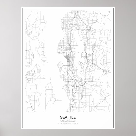 Seattle, US Minimalist Map Poster (Voorkant)